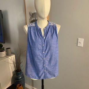 Tank with Crochet Detail Embroidery